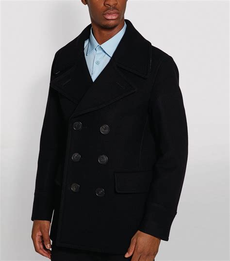 burberry pea coat mens sale|burberry men's wool coat.